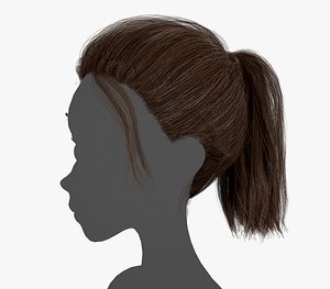 Female Hair Cards Style 4 - Ponytail 3D model