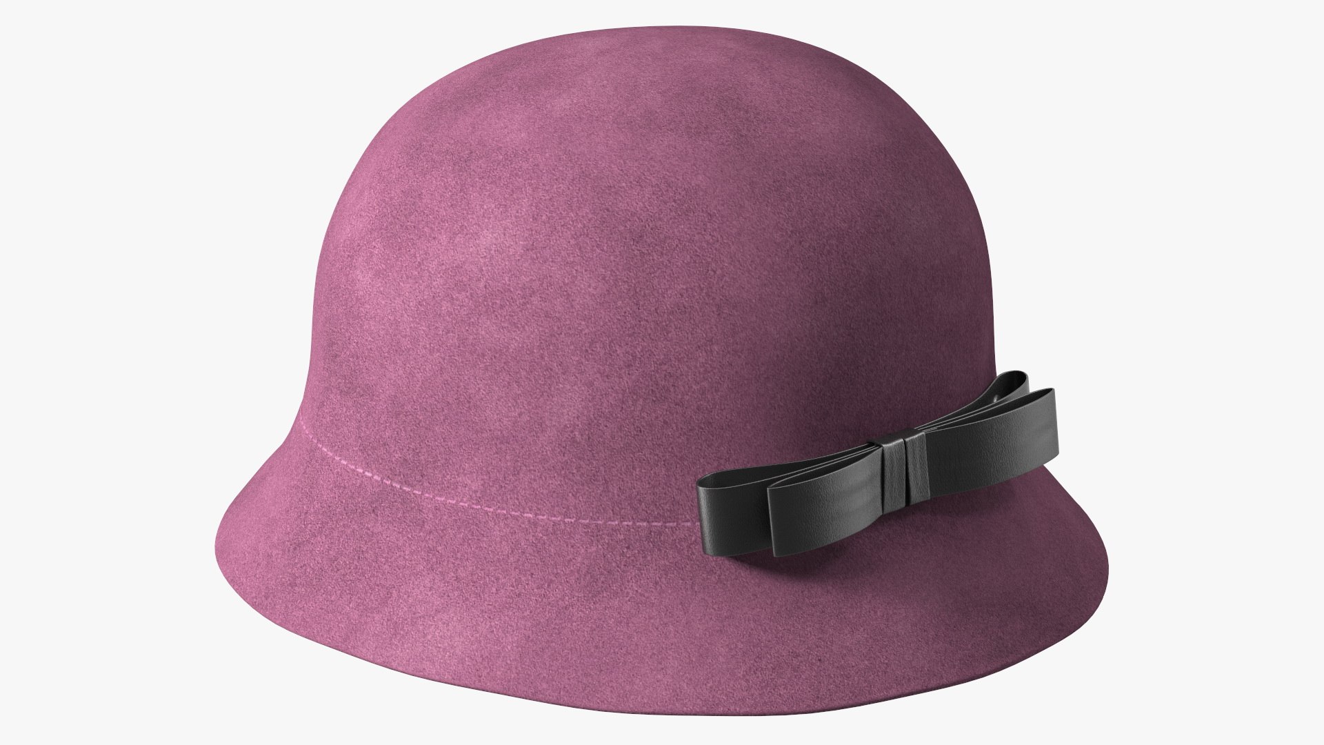 Cloche Round Wool Felt Hat Crushable For Women 3D model preview