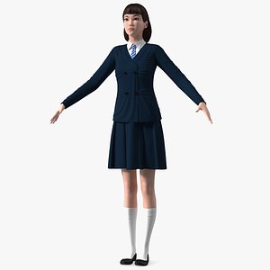 Chinese Schoolgirl T-pose 3D model