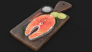 Raw Salmon Steak 001 3D model