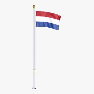 Netherlands Flag Stand Pole Animated