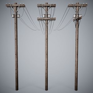 Set of 3 Various Electric Pole