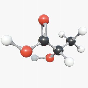 Lactic Acid Molecule With PBR 4K 8K 3D