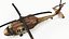 Twin Turbine Military Helicopter with Side Doors Brown Used Rigged for Maya 3D model