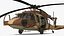 Twin Turbine Military Helicopter with Side Doors Brown Used Rigged for Maya 3D model