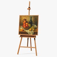 Wooden Easel with Still Life Oil Painting