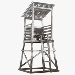 Old Wooden Lifeguard Station White
