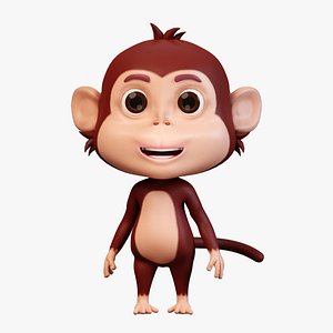 Cute Cartoon Monkey Low-poly model