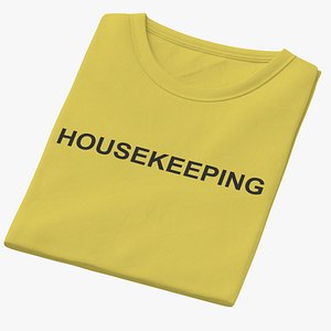 3D Female Crew Neck Folded Yellow Housekeeping 02 model