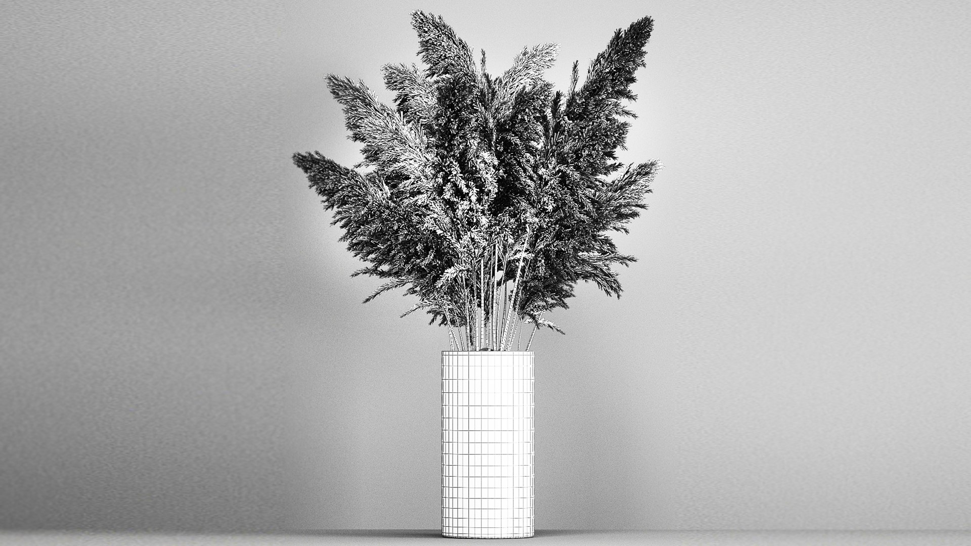 Decorative Bouquet of dried pampas grass 192 3D model