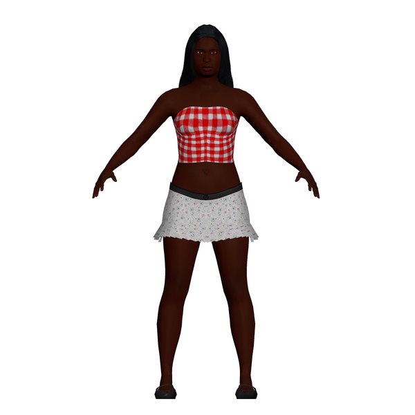 3D young black woman rigged