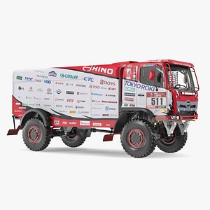 Dakar Rally Truck Hino Motors Lights On 3D model