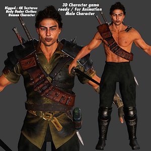 AAA 3D FANTASY MALE CHARACTER - THE WARRIOR or KNIGHT 02 3D model