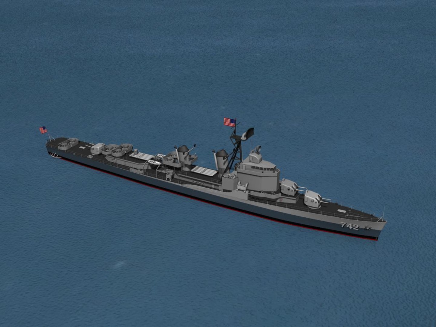 3d Model Anti-aircraft Gearing Class Destroyers