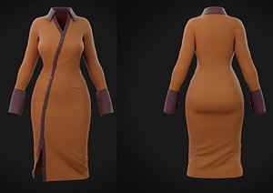 Bodycon Rib Knit Collar dress