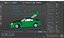 Turbo Sportcoupé mit Motorhaubenentlüftungen, grün, für Cinema 4D angepasst