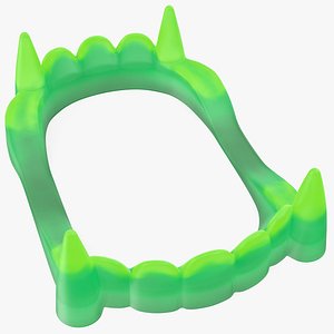 Vampire Teeth Green Rigged for Cinema 4D 3D