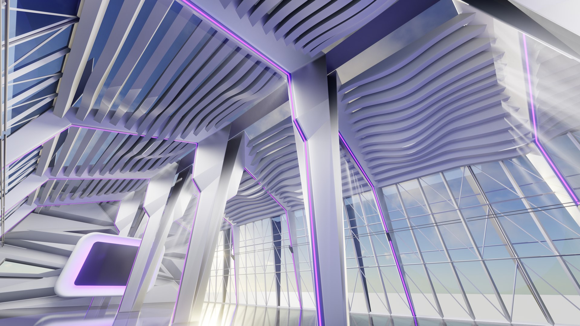 3D Sci Fi Exhibition Hall Interior Blender EEVEE Low-poly - TurboSquid ...