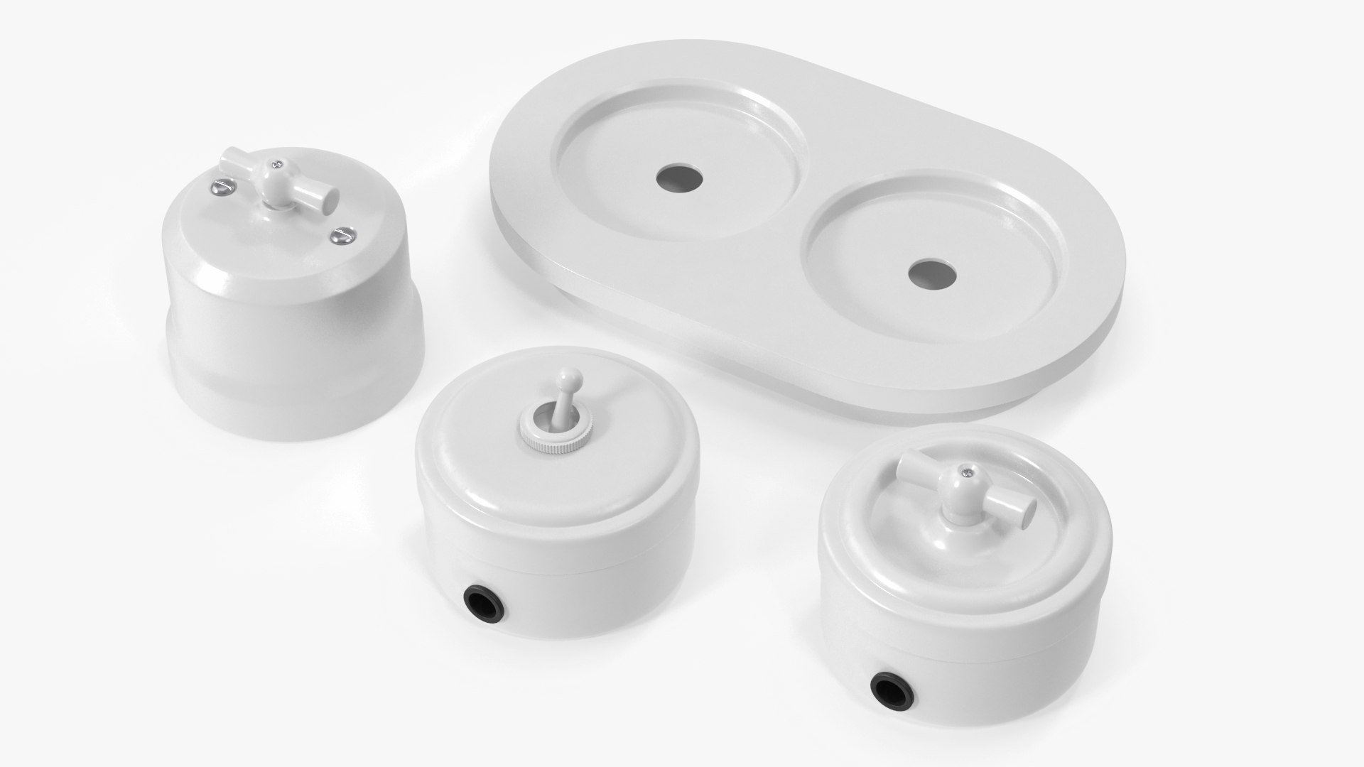 Ceramic Retro Switches White 3D model preview