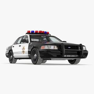 3D Police Interceptor Sedan Ford Crown Victoria Rigged for Maya