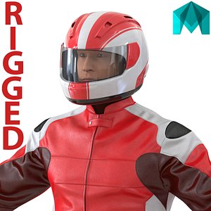 Motorcycle Rider Generic 2 Rigged for Maya 3D Model
