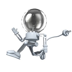maya cartoon bulb man
