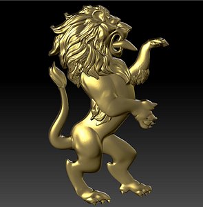 3D HERALDIC LION standing on its hind legs
