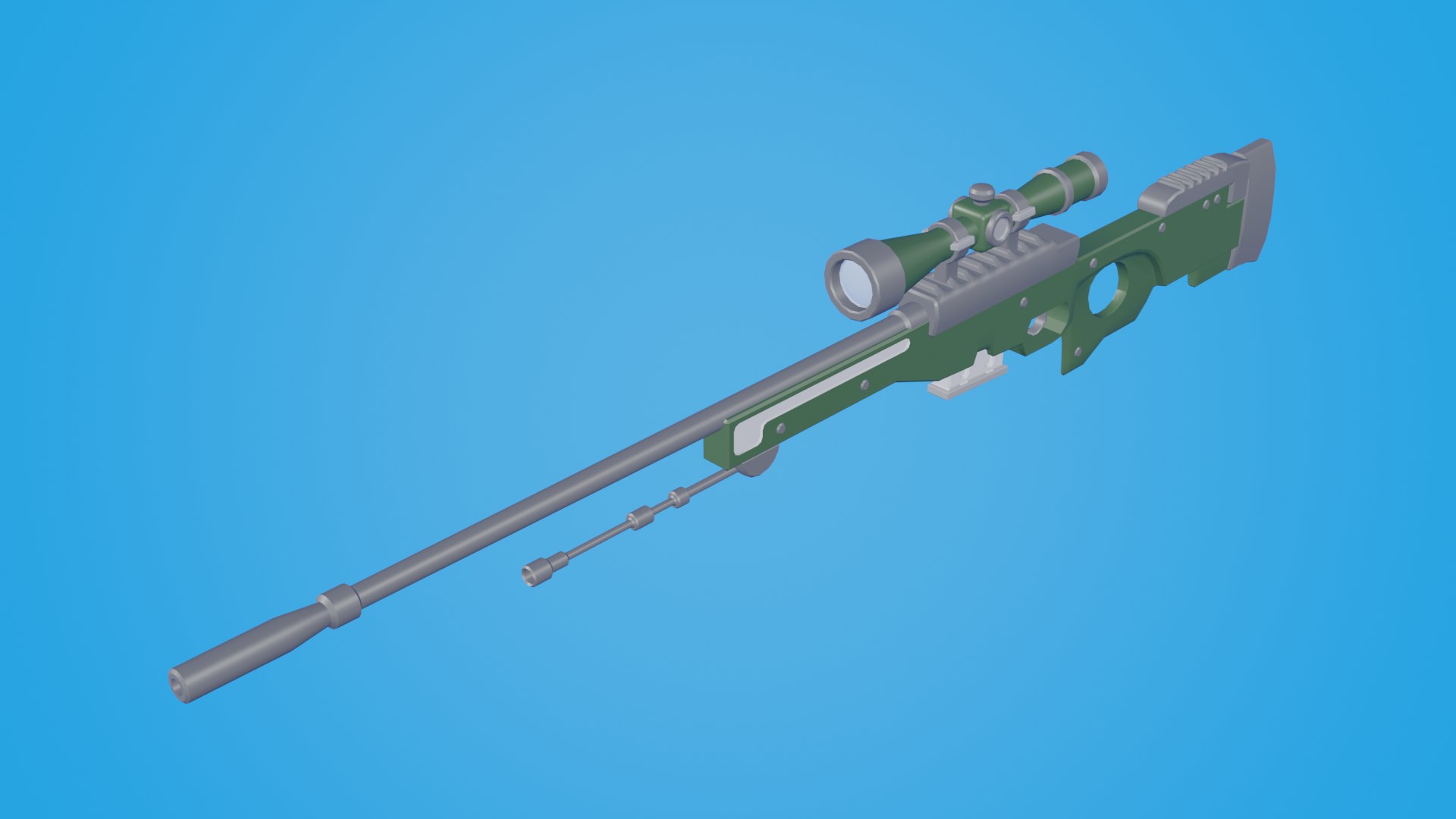 Awp Sniper With Bullet 3d Model Turbosquid 2008667