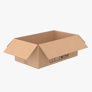 3D Cardboard Box 50x30x20 Open model