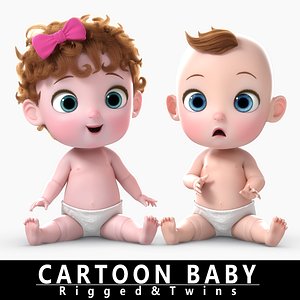Cartoon Twin Baby Rigged