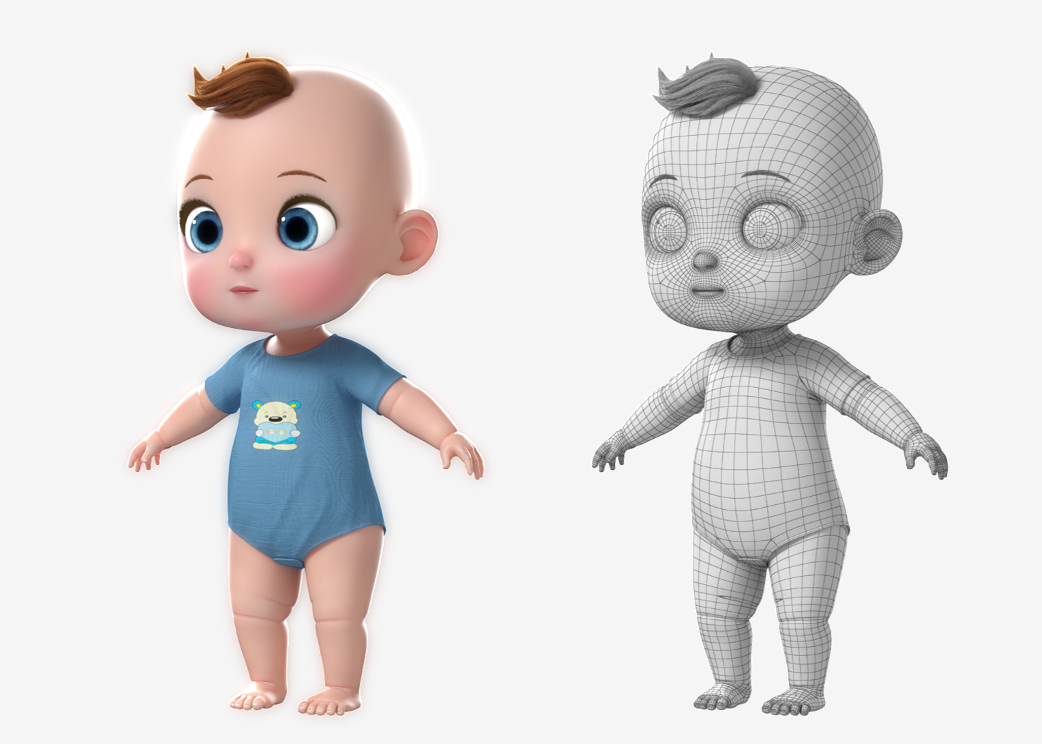 3D Model Cartoon Baby Girl Boy - TurboSquid 1288896