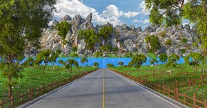 road landscape lake 3D model