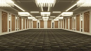 3D Hotel Ballroom and Convention Center model
