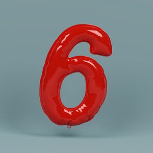 3D NUMBER 6 BALLOON model