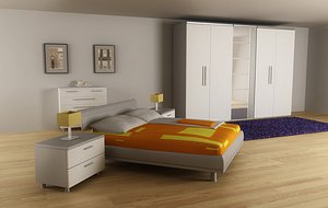 bedroom set 02 beds 3d max