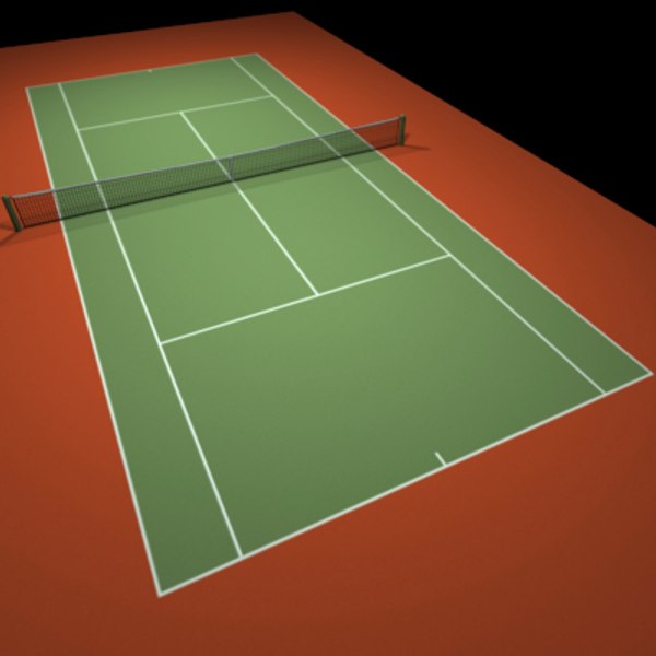 3d model red tennis hard court