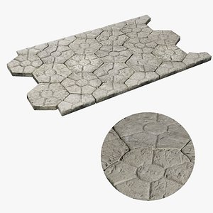 Stone tile pavement 3D model