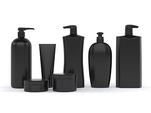 3D model black plastic bottles