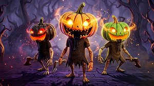 Stylized Pumpkin Horror Character Pack 3D