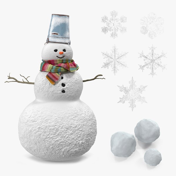 snow snowman snowflakes 3D