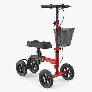3D Knee Scooter Red Rigged