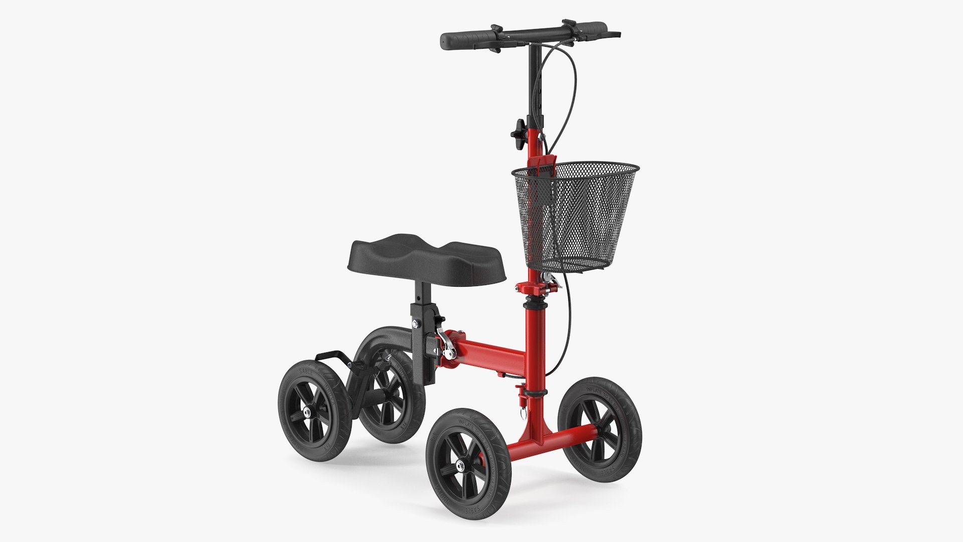 Knee Scooter Red Rigged 3D model preview