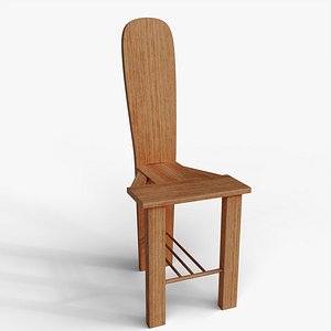 3D Modern High Back Wooden Dining Chair 3D Model model