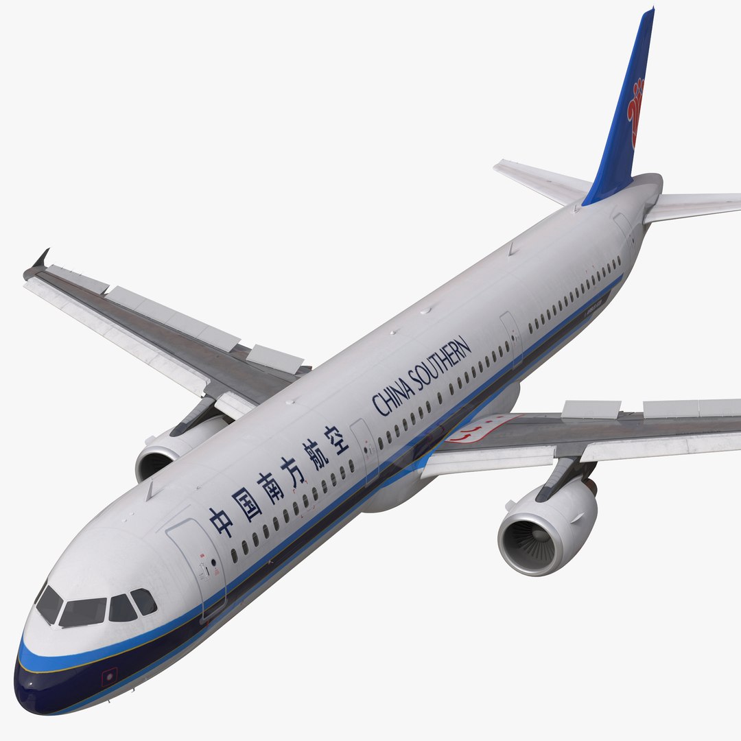 Airbus A321 China Southern Airlines Rigged 3D Model 3D model preview