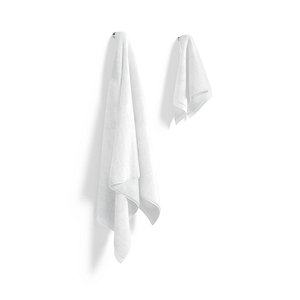 White Small and Big Towel Hanging on Hook - hang shower bath towels 3D