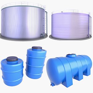 3D model Fire Protection Storage Tanks and Storage Water Tanks v4