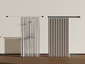 3D Modern Black Shower System with Dual Curtains model