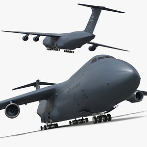 Lockheed C-5M Super Galaxy with Extended Landing Gear Gray with Interior