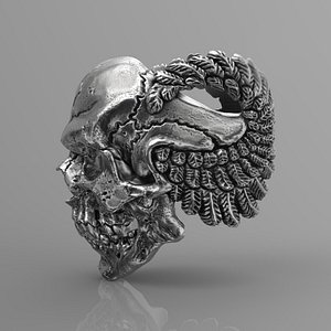Skull ring with wings