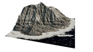 Ice layer coast  mountainous terrain 3D